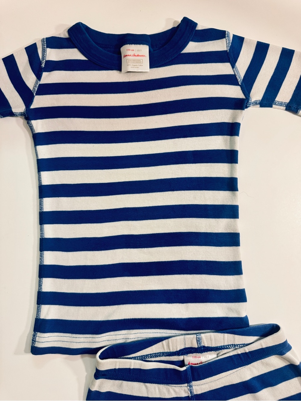 Hanna Andersson Blue and White Striped Kids Pajama Set